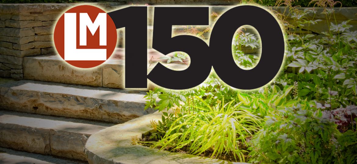 LM150 logo on top of garden photo