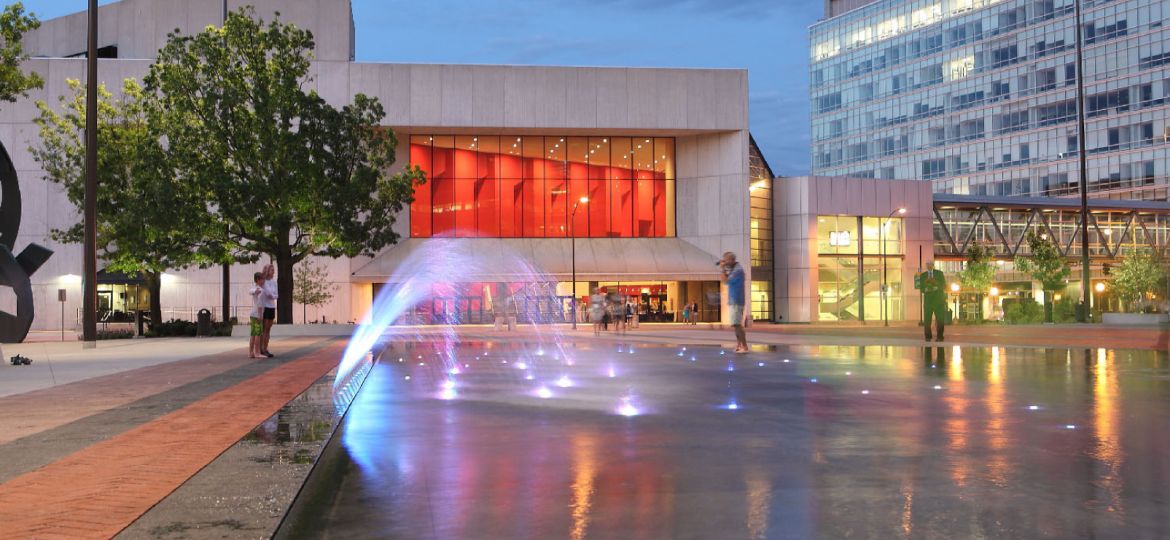 Water feature at Cowles Commons in Des Moines, Iowa