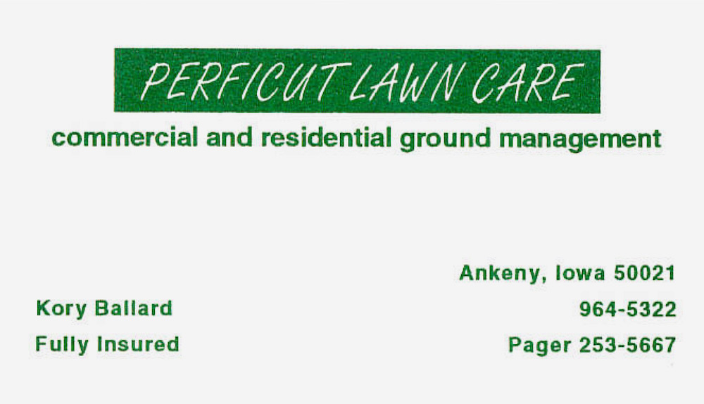 Old Perficut business card